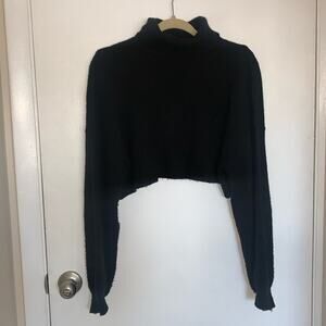 Luck & trouble Black turtleneck crop sweater witchy whimsygoth goth neutral y2k